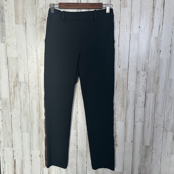 Womens Mid Rise Pants Side Stripe Size 4 Black Brown Beige Preppy Loungewear EUC - Picture 2 of 9